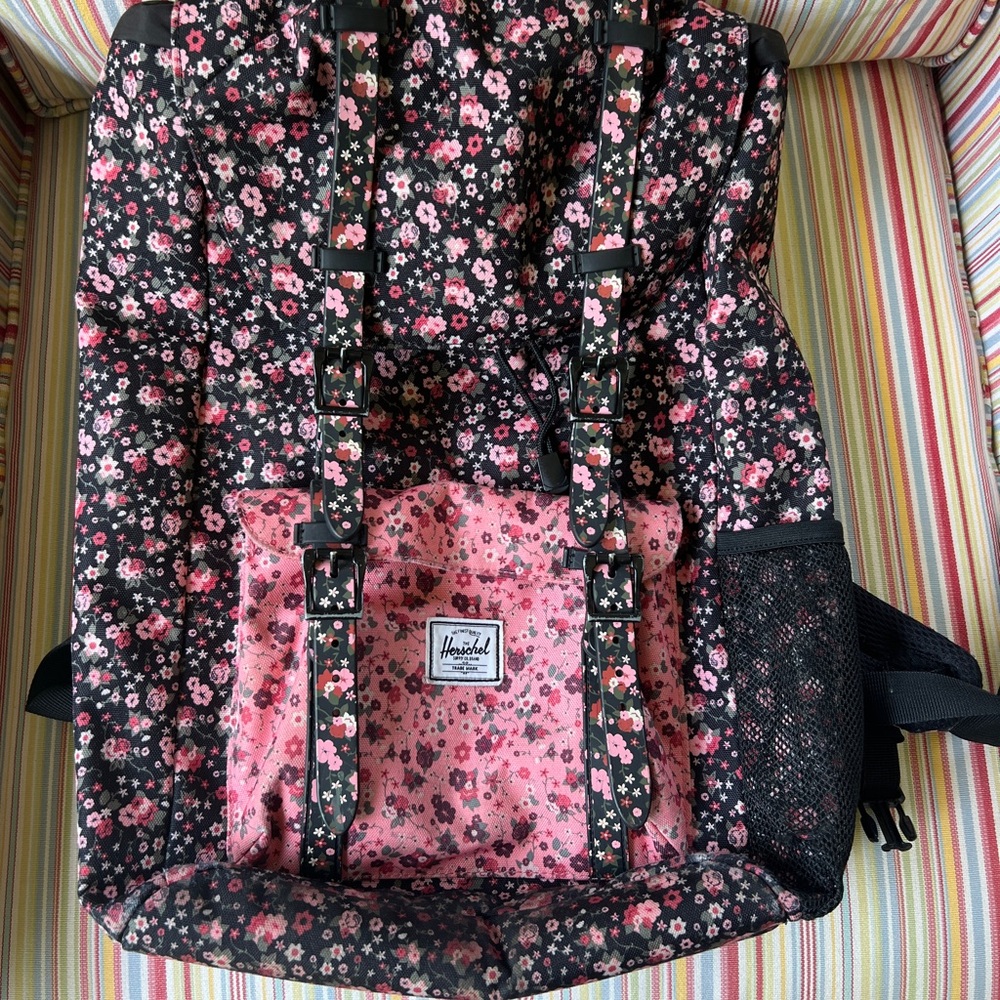 Herschel Supply Company Black and Pink Floral Backpack